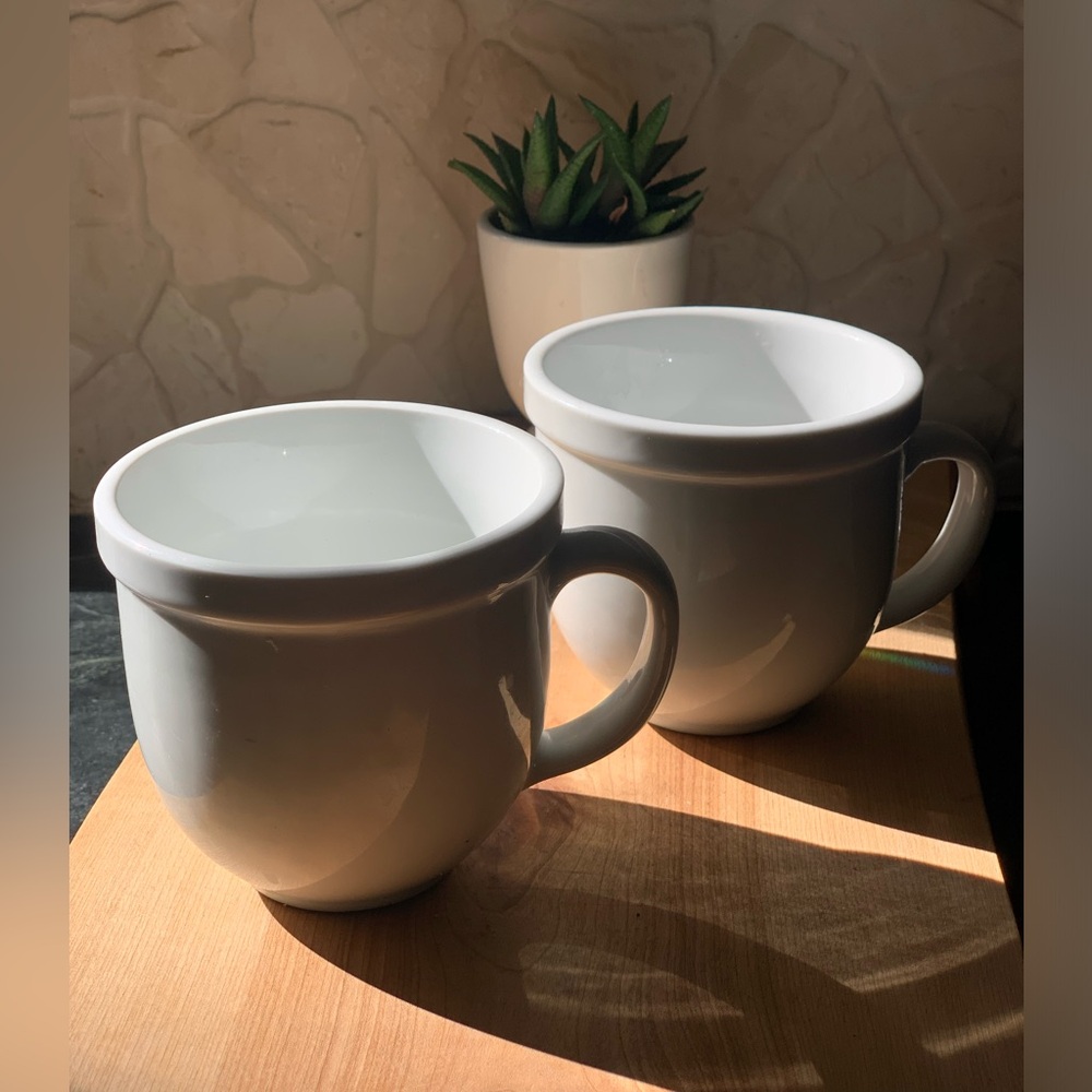 TIENSHAN CAFEWARE | Set of 2 | White Cafe Style Mugs